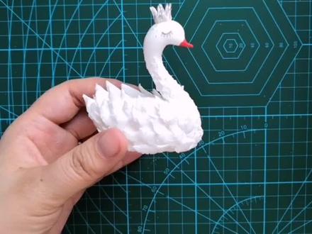 #超轻粘土 一只戴皇冠👑的白天鹅 #天鹅 #手工