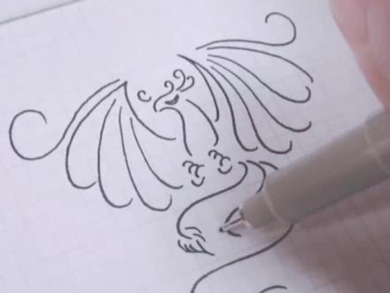 山海经凤皇怎么画?#国风 #简笔画 #夏日打卡挑战 #充能计划#画 @DOU+小助手