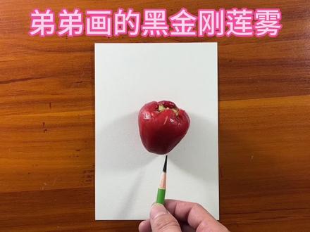 弟弟画的黑金刚莲雾#油画棒教程 #零食推荐 #创作灵感