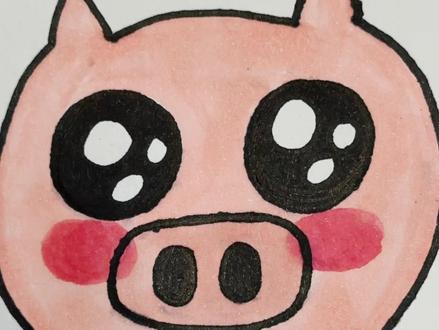 恭喜你画出🐷猪头表情包,你能在手机里找到它吗?#表情包 #猪头 #画画 #儿童动画 #学画画