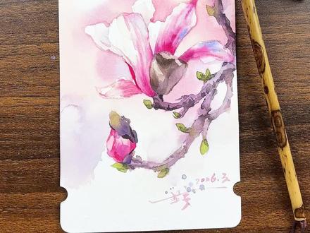 玉兰花水彩教程#水彩教程 #水彩花卉 #绘画教程 #手绘教程