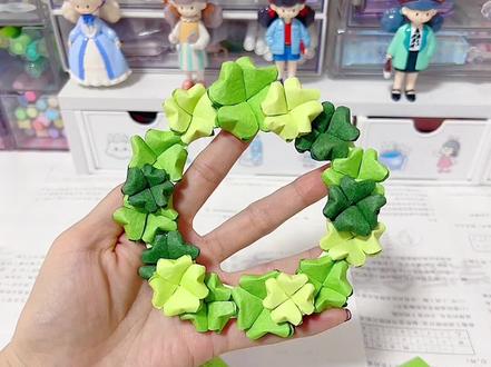 立体爱心四叶草花环|藏着不能言说的秘密 #我的手工作品 #创作者中心 #创作灵感 #四叶草 #豆包ai