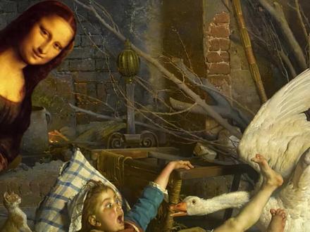 小时候被大鹅追过的来集合! #绘画 #艺术