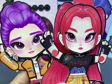 没有小伙伴喜欢佐伊,那就不做她, 只做漂亮的#kpop女团 #猎魔女团 鲁米和佐伊的#可动纸片人教程 就可以了,简单好做#手工diy #可动人偶