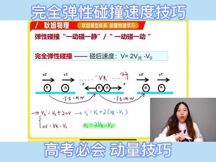 完全弹性碰撞速度技巧!高考必会!#物理 #高考 #高三 #物理学习 #逆袭