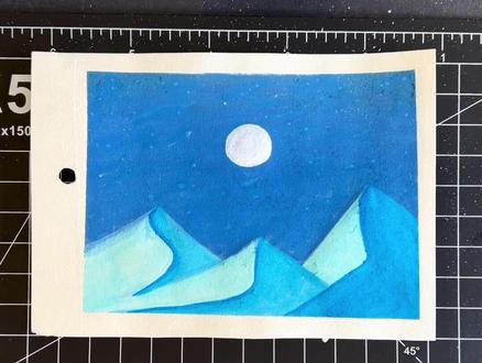 教你用三种蓝色画立体感超强的山 #丙烯马克笔画画 #一起来画画吧小可爱 #画画嘛就是玩儿