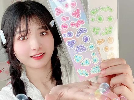 自制手帐咕卡贴纸第一集~闪闪气泡贴#手工 #自制贴纸 #手绘教程