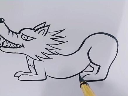 #创意简笔画 #简笔画大灰狼#一起学画画 大灰狼的简笔画 #简笔画大灰狼