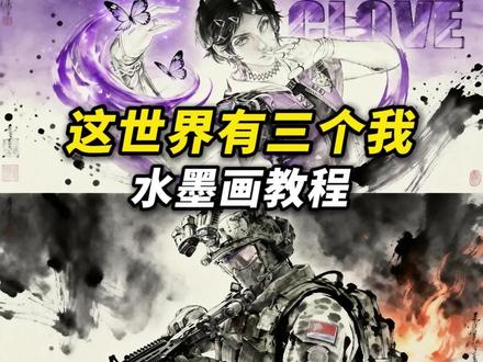 这个世界上有三个我 水墨画三拼图教程 #世界上有三个我 #这个世界有三个我 #这个世界有三个我制作教程 #剪映图片设计 #水墨画