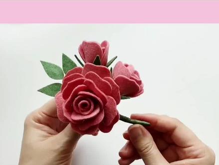 不织布玫瑰花制作教程来了,记得点赞收藏哟!#创意手工 #亲子手工 #手工花 #diy手工 @DOU+小助手