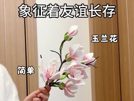 用扭扭棒做,盛开的玉兰花,象征着友谊长存,教程嘎嘎简单,快艾特你玩了三年的朋友给你做#抖音宝藏生活家 #春日粉彩风手工大赏 #青年创作者计划 #真实生活分享计划 #玉兰花