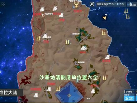 #幻塔维拉时空 幻塔:维拉沙暴地清剿清单位置大全!千万不要错过了!#幻塔 #幻塔攻略 #原神