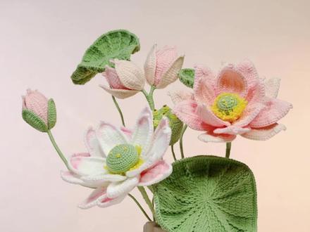 钩针:白色荷花教程~花心以及组装#钩针编织 #手工diy