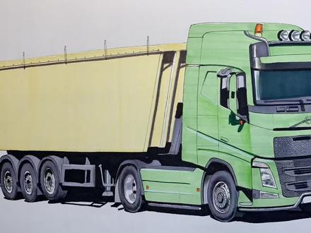 画一辆沃尔沃半挂自卸车 #画画 #沃尔沃卡车