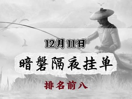 12.11 暗磐隔夜挂单排行榜出炉! #股票 #财经