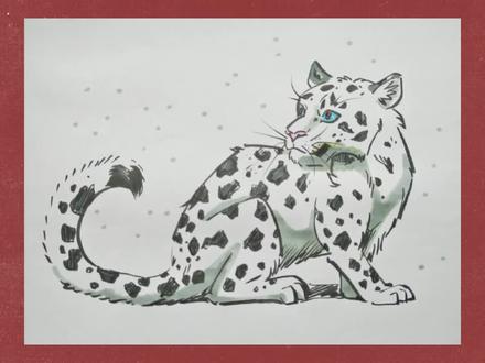 【手绘动物教程】手绘雪豹#画画#绘画#绘画教程 #动物#雪豹#可爱