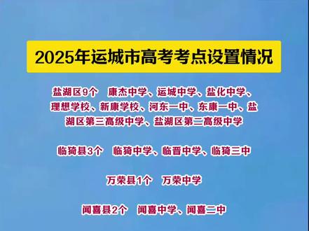 2025年运城市高考考点设置情况