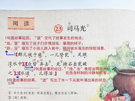 三年级上册语文第23课《司马光》课文内容讲解#小学语文#课文笔记#视频解读#预习复习课文 #文言文翻译