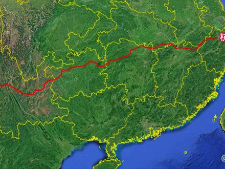 G56杭瑞高速。连接杭州市和瑞丽市。沿途经过世界第一高桥。 #北盘江大桥 #卫星地图 #祖国大好河山