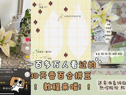 天香百合拼豆教程!超详细,手残党也能一次成功!
主包连夜剪出教程视频 祝大家都能学会呦!
图纸在最后面大家自取🔥
#拼豆教程 #天香百合 #手工diy #拼豆花束