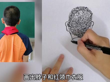 美术四年级上册《猜猜我是谁》男生人物线描写生范画#一起学画画 #原创