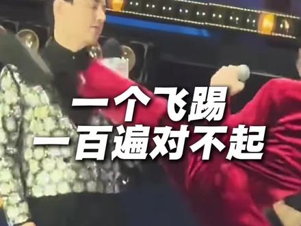 这是何意味?#向佐猛地飞踢差点踢到主持人头,主持人百克力:有0.01秒是有不爽的,向佐道歉:对不起对不起100遍 #向佐 #百克力 #主持人 #抽象