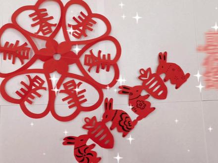 剪春花(胡任洁 南楠)#新年 #剪纸 #手工 #达人秀 #传统手艺 #你学会了吗