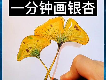 #创作灵感 一分钟画银杏#创作灵感 #教程 @DOU+小助手 @抖音小助手