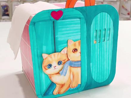 能养猫猫的抽纸盒制作,开心小手工