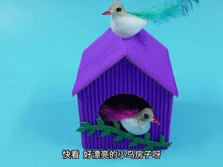 #纸箱玩具 不要的纸箱制作好看的小鸟房子教程,简单易学,和孩子一起制作一个吧#亲子手工 #手工diy #纸箱改造 #我要上热门🔥
