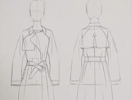 手绘款式图☞风衣篇#服装设计手绘 #服装设计
