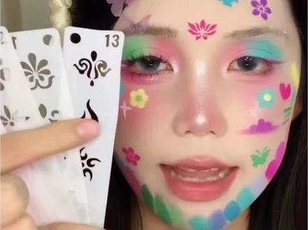 儿童成人通用脸部模版眼角拓印防汗印花彩绘塑料可水洗舞台妆模具#可水洗模具#彩绘模板#脸部拓印#舞台化妆#美妆工具