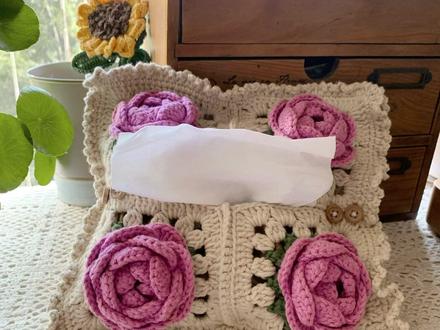 #创作灵感 复古玫瑰花抽纸盒教程一#钩针编织 #手工diy #手工毛线花朵 #钩针教程 @抖音小助手