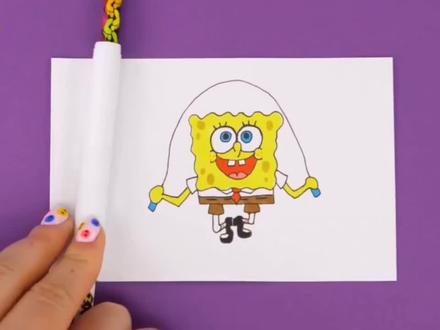 #手工diy两张纸的动画,会跳绳的海绵宝宝