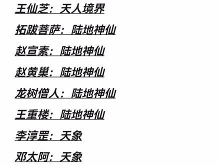 #雪中悍刀行 人物出场境界