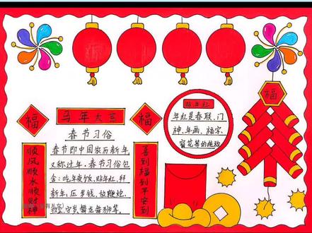 春节习俗手抄报,简单好画,一看就会一起来画一画吧#春节习俗手抄报 #春节