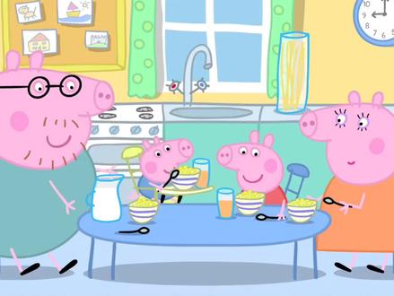 小猪佩奇乔治果汁喝的太快打嗝了!