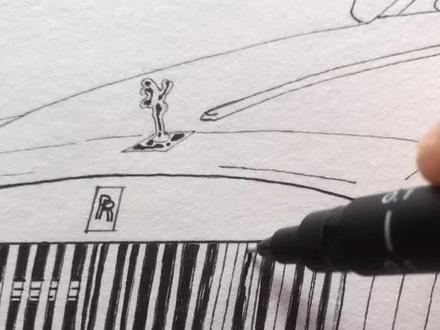 #马克笔手绘 劳斯莱斯粉红色