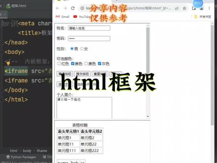 html框架的用法与运行效果@编程知识#html #编程 #编程语言 #代码 #程序代码 #框架 #中视频伙伴计划
