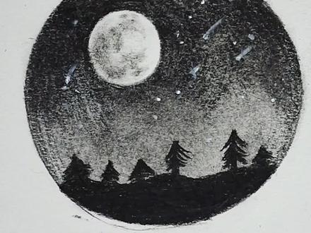 教你超简单星空,关注我每天分享简单好学绘画#画画 #素描风景画 #素描教程 #零基础学画画 #星空画