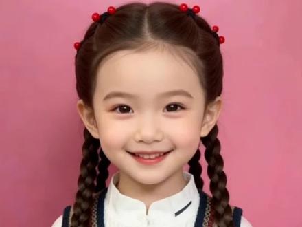 家有女儿3+1双麻花辫扎法#儿童编发 #生女儿就是用来打扮的 #新年发型