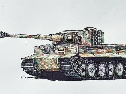 虎式坦克,透视教程。#手绘 #画画 #钢笔画速写 #一看就会画坦克