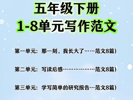 #五年级下册 #同步作文 来了,每天一篇,学习写作方法,积累写作素材