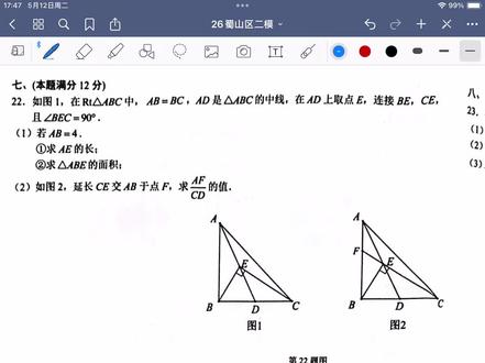 26蜀山区二模几何压轴题
