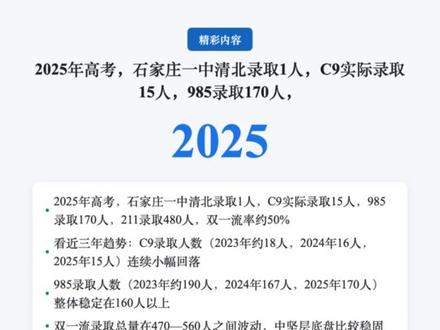 石家庄一中近三年出口怎么样