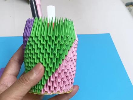 三角插笔筒教程来咯!#折纸 #手工diy #动手制作 #折纸教程 #三角插折纸