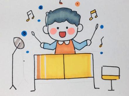 小小音乐家,儿童简笔画一起来画吧#儿童简笔画 #零基础学画画 #画画 ##绘画过程 #想画就画