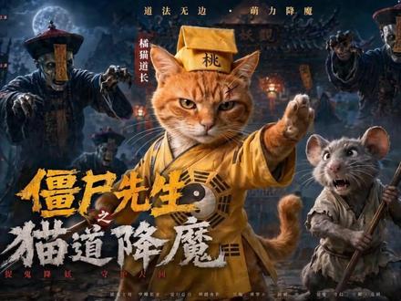 僵尸先生之猫道降魔6:人面兽心 面对人面兽心的家伙,猫道长又将如何应对#萌宠大作战 #橘猫 #僵尸道长 #僵尸电影 #恐怖电影
