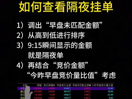 如何查看隔夜单 #交易 #短线#股票 #股民 #竞价