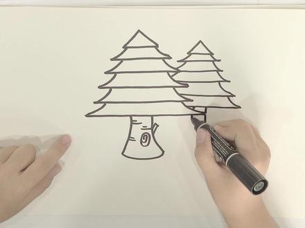 画时代美术简笔画画松树#零基础学画画 #松树 #简笔画 #艺术 @DOU+小助手